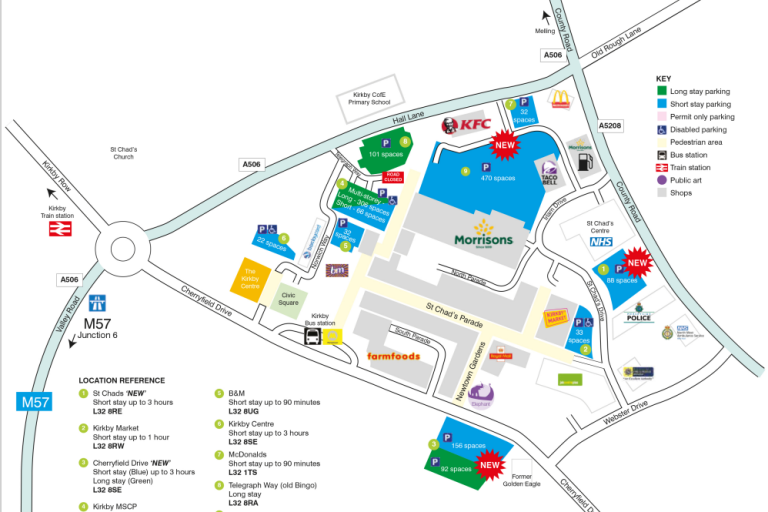 Kirkby town centre parking map
