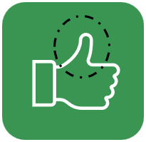 Graphic of a green square showing a white thumb icon, circled to indicate a portion size