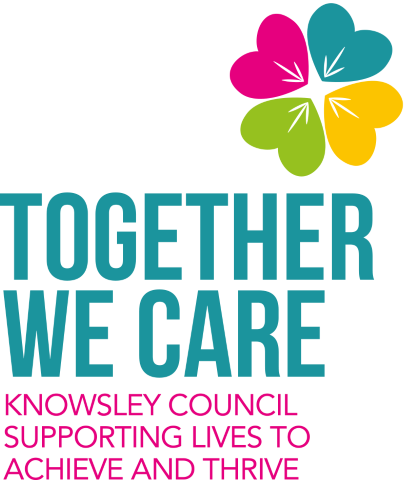 Together we care logo graphic showing flower petals in vibrant blue, yellow, pink and green colours
