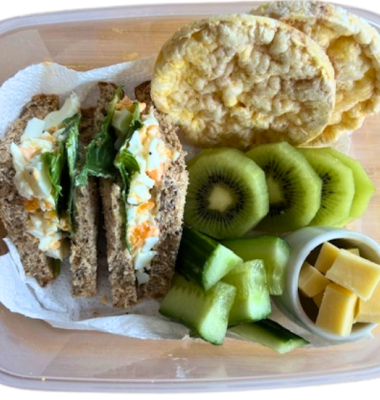 Photograph of healthy school packed lunch