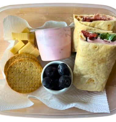 Photograph of healthy school packed lunch