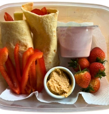 Photograph of healthy school packed lunch