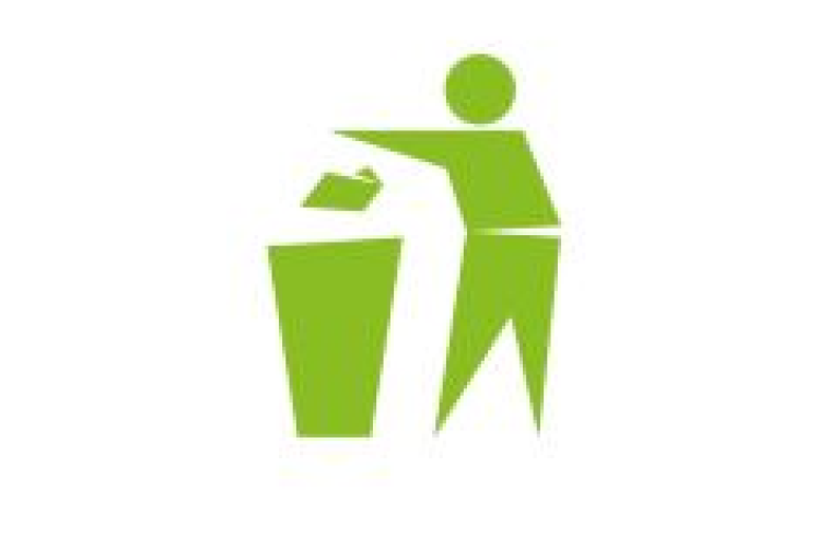 Keep Britain Tidy logo showing graphic of a green stick person putting litter in a bin