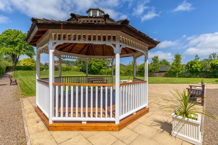 Photograph of garden gazebo at Prescot Register Office