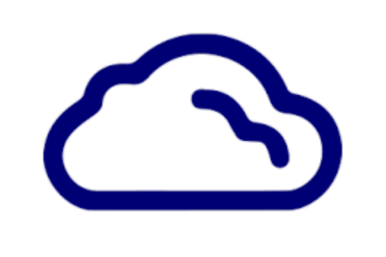 Graphic of cloud icon with blue outline