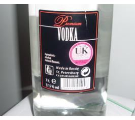 ‘UK Duty Paid’ stamp shown on legitimate alcohol purchased.