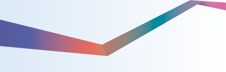 Graphic of multi-coloured sash running horizontally across a sky blue background