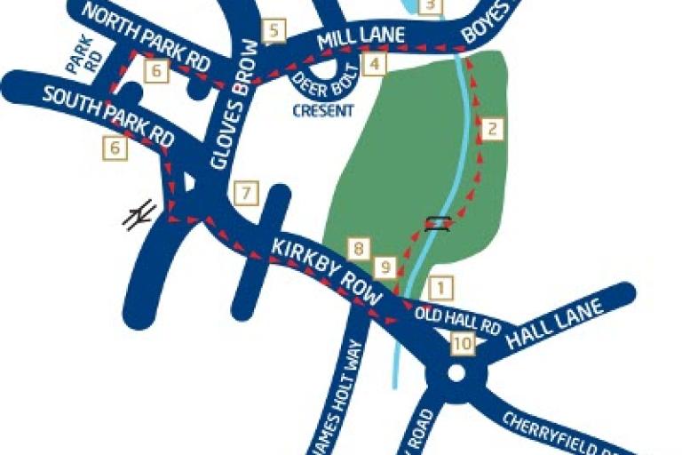 A map of the Kirkby Heritage walk